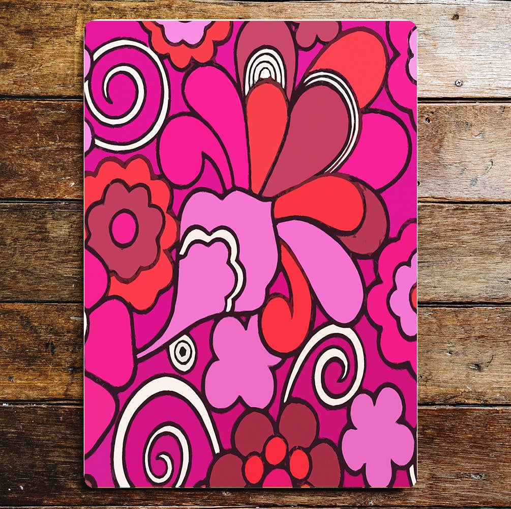 Retro 60 Pattern Pink Metal Wall Sign Plaque