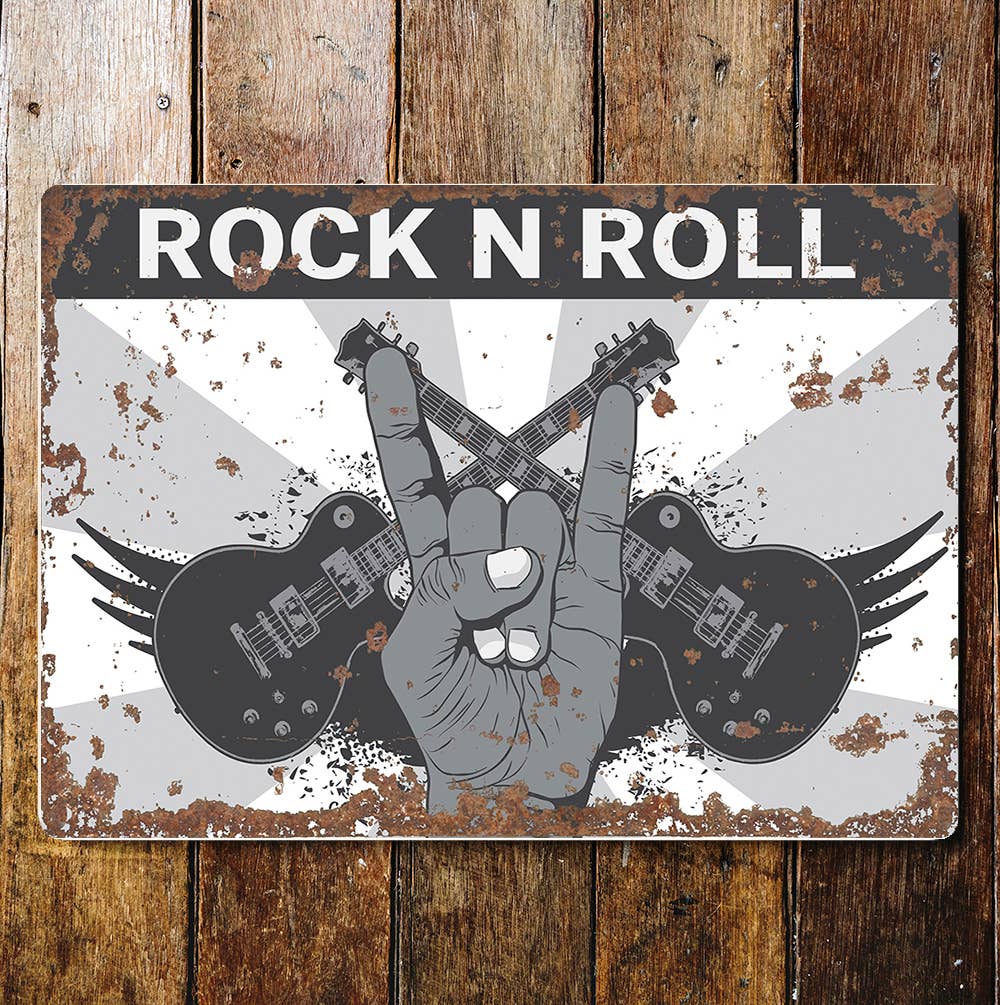 Rock n roll music bar pub guitar Metal Sign plaque
