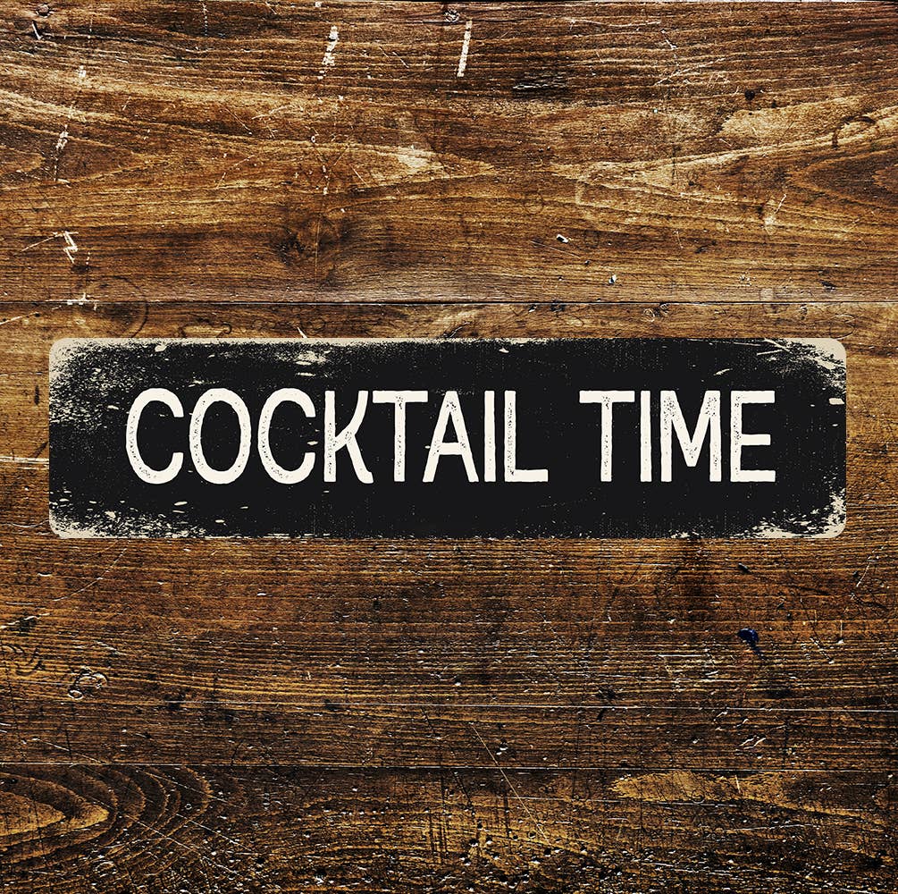 Cocktail Time Metal Long Sign Plaque