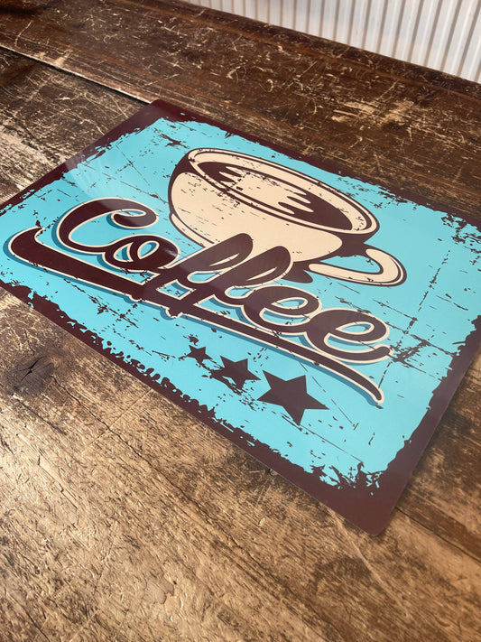 Coffee Retro Cafe Hot Drink Mug | Metal Vintage Wall Sign