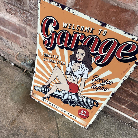 Welcome to garage | Metal Retro Wall Sign