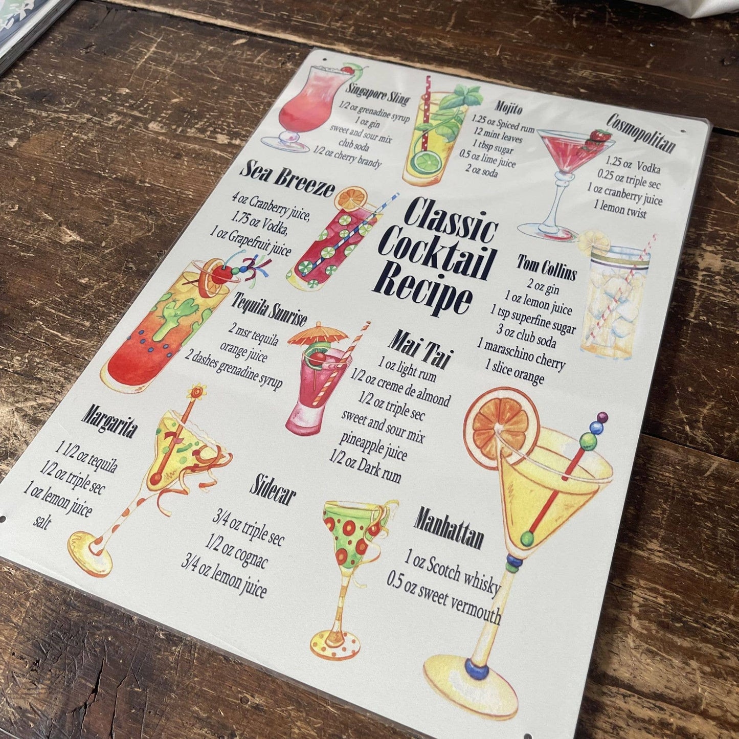 Classic Cocktail Recipe | Metal Humour Wall Sign