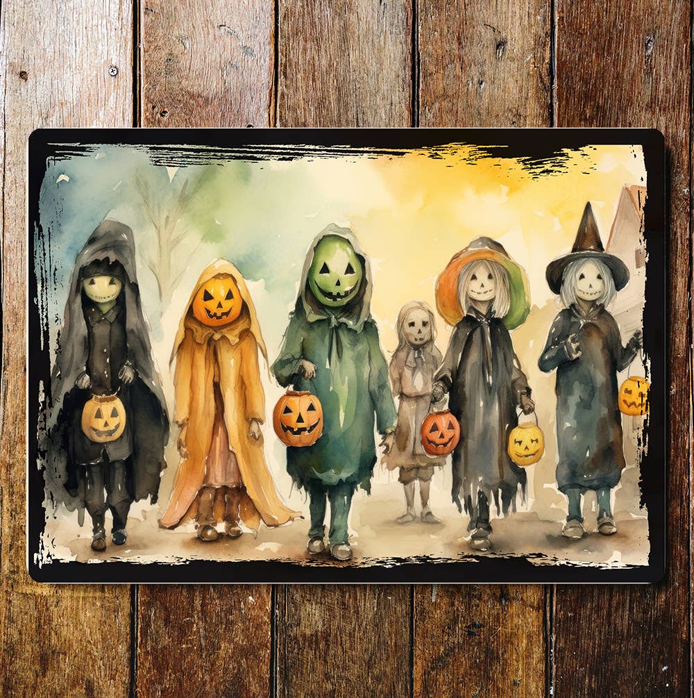 Halloween Trick or Treat Gauls Art | Metal Sign Plaque