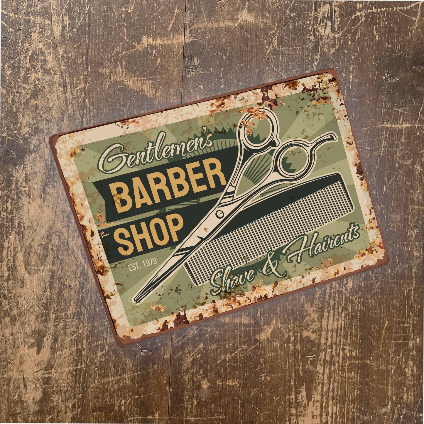 Gentlemen's Barber Shop Shave & Haircuts | Metal Retro Wall