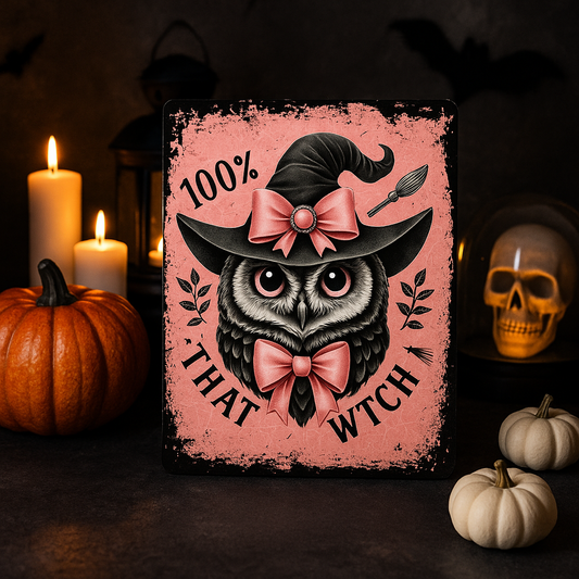 100% That Witch Spooky Halloween Pink | Metal Sign Plaque