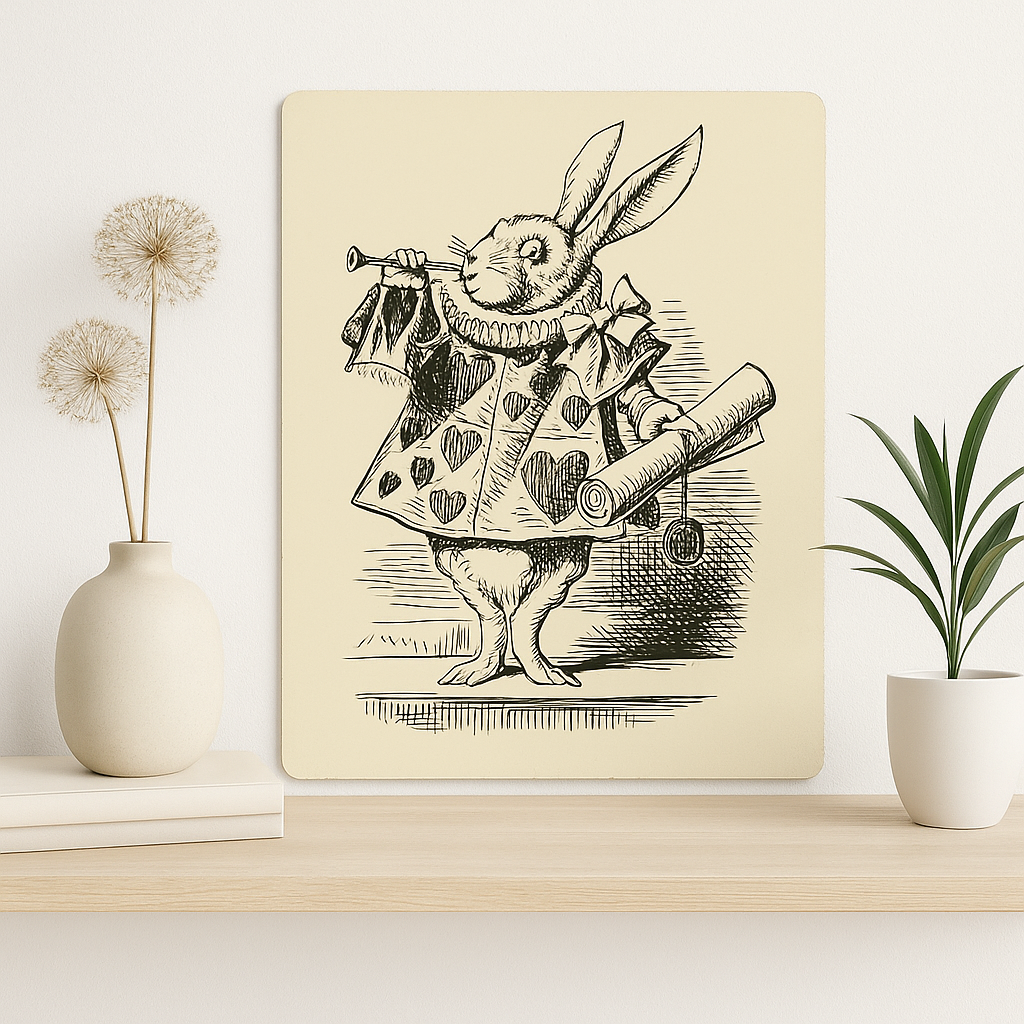 Rabbit Alice In Wonderland Love Hearts Metal Wall Sign