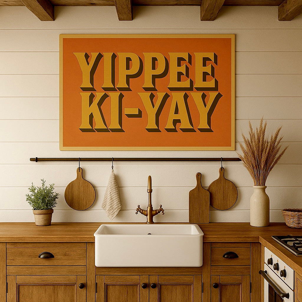 Yippee Ki-Yay Typography Cowboy Western | Metal Sign Plaque