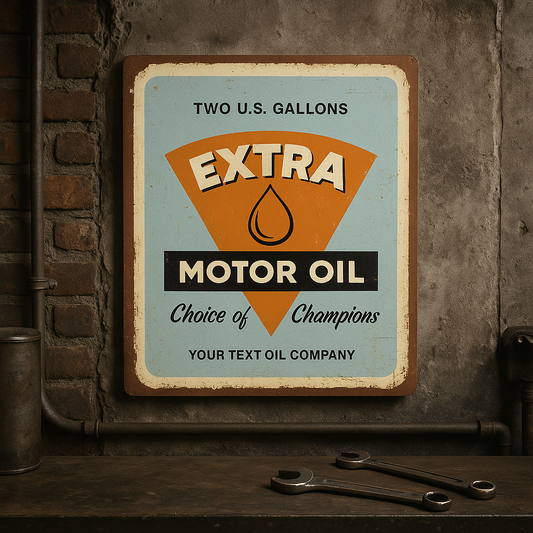 100% Pure US Motor Oil Gasoline Petrol | Metal Sign Plaque