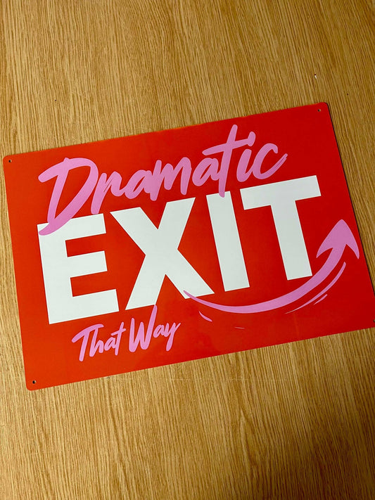 Dramatic Exit Red Arrow | Metal Sign Plaque