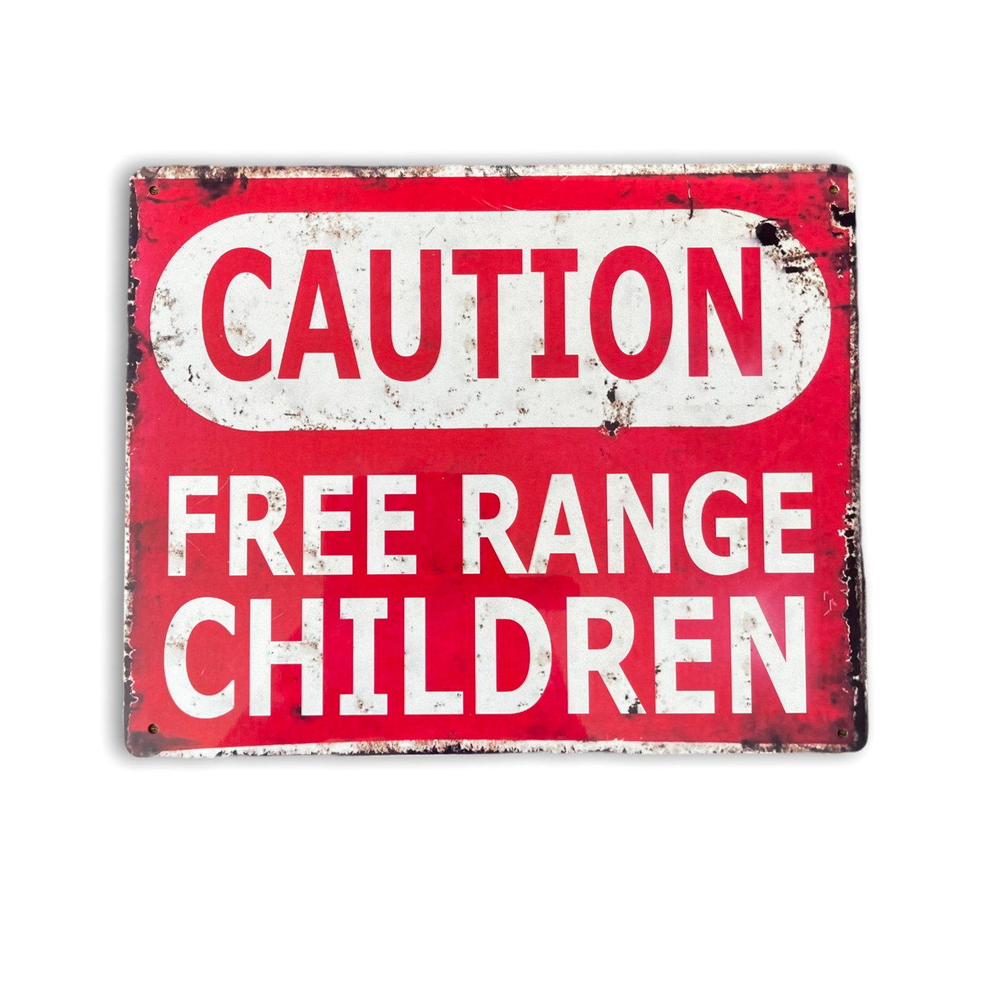 Caution Free Range Children | Metal Vintage Wall Sign