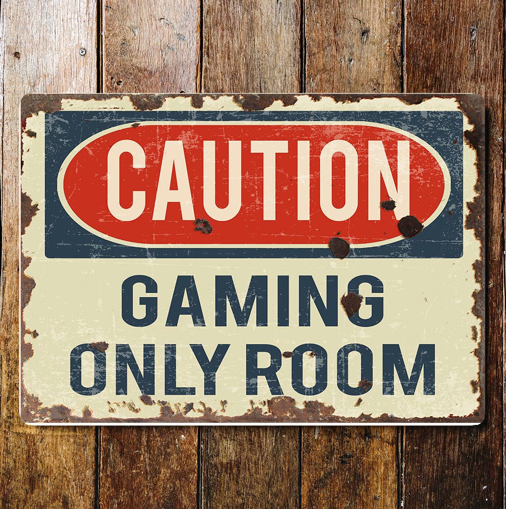 Caution Gaming Only Room Notice Art Sign Plaque