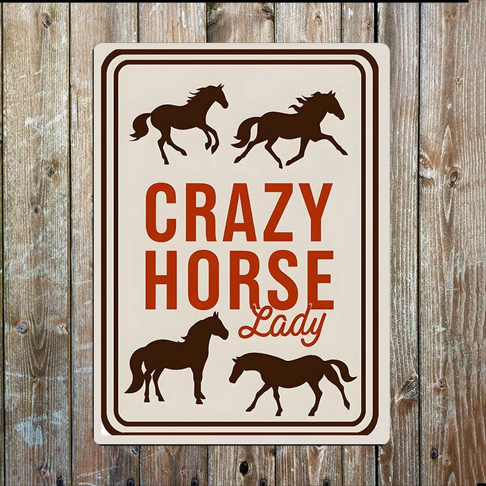Crazy Horse Lady Western | Metal Sign Plaque