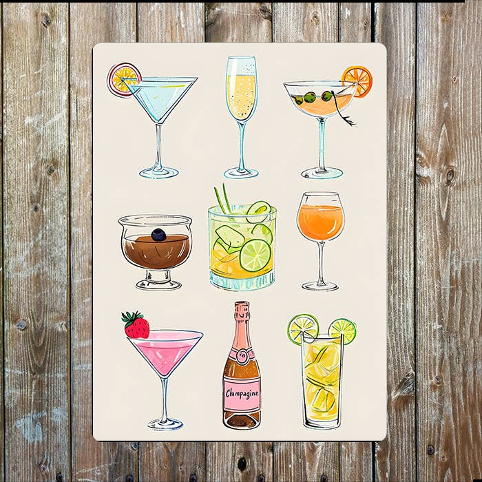 Illustration Of Colourful Drink | Bar | Metal Sign Plaque