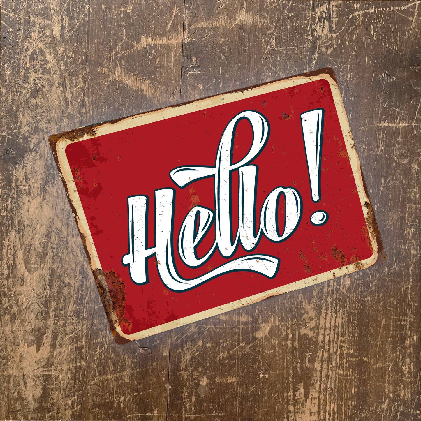 Hello Red | Metal Wall Sign Plaque