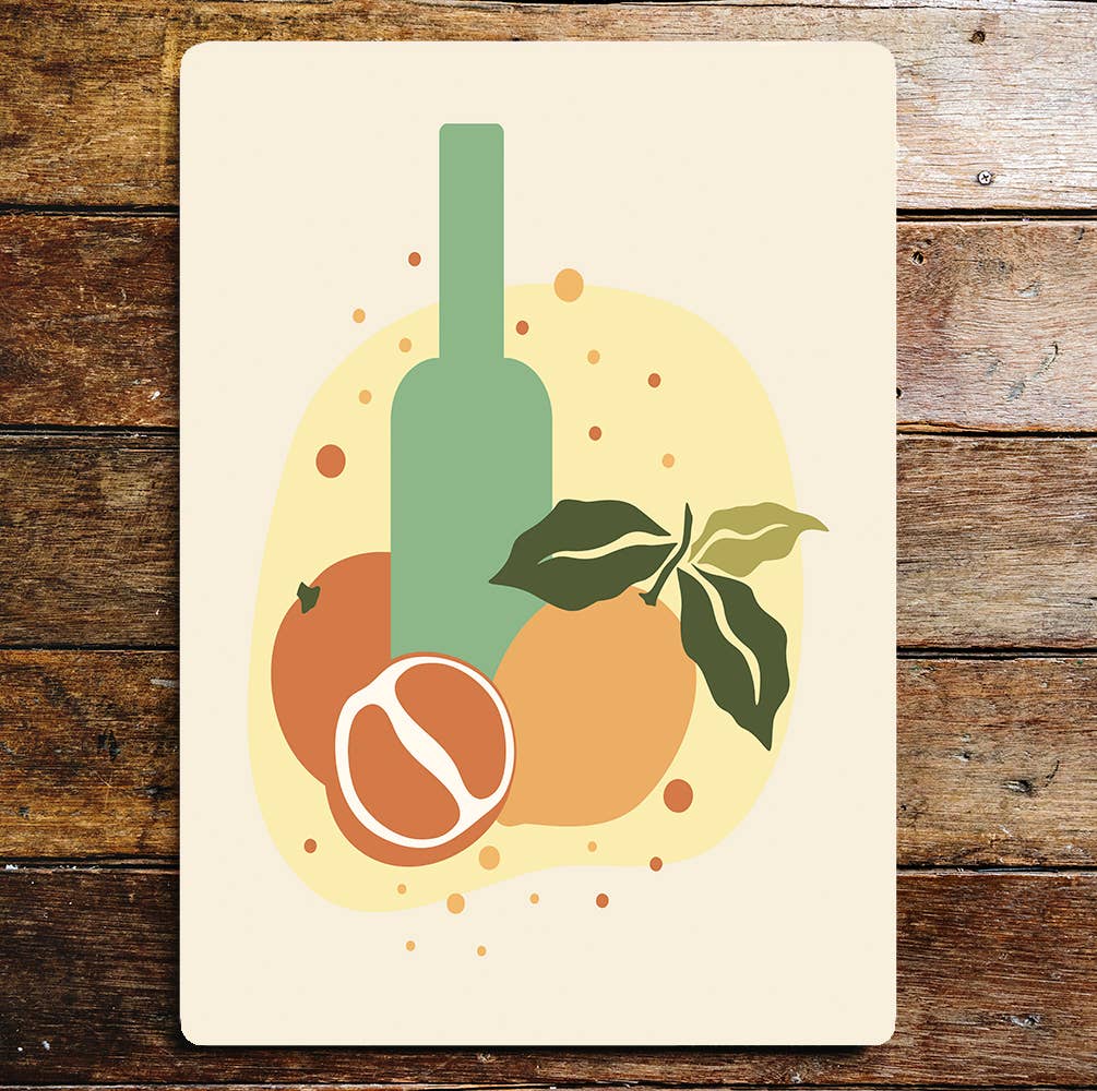 Oranges and lemons and wine kitchen | Metal Wall Sign