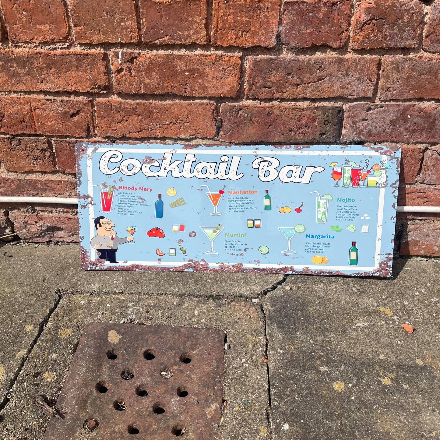 Cocktail Bar - | Metal Vintage Wall Sign