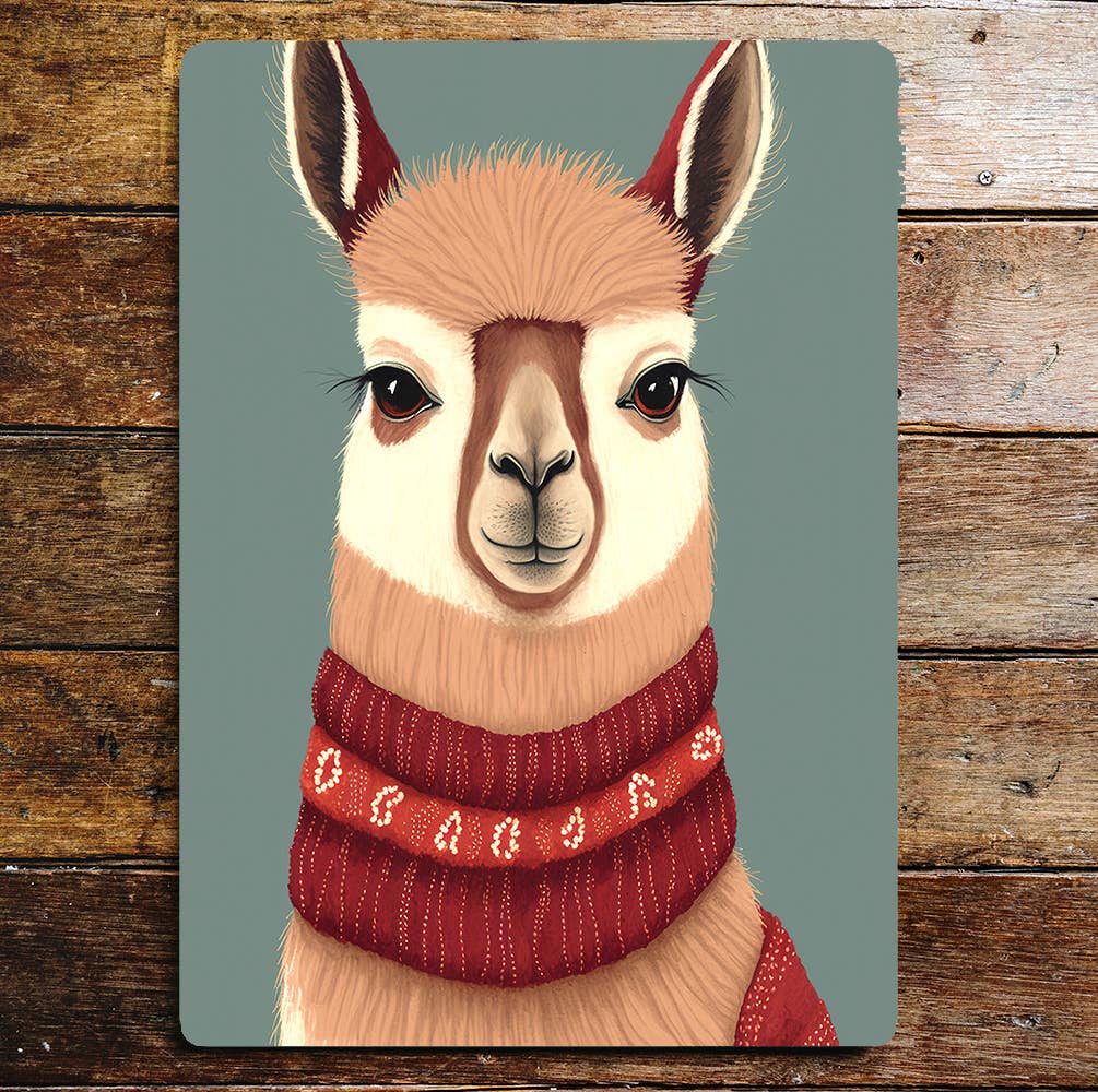 winter Lama | Metal Sign Plaque