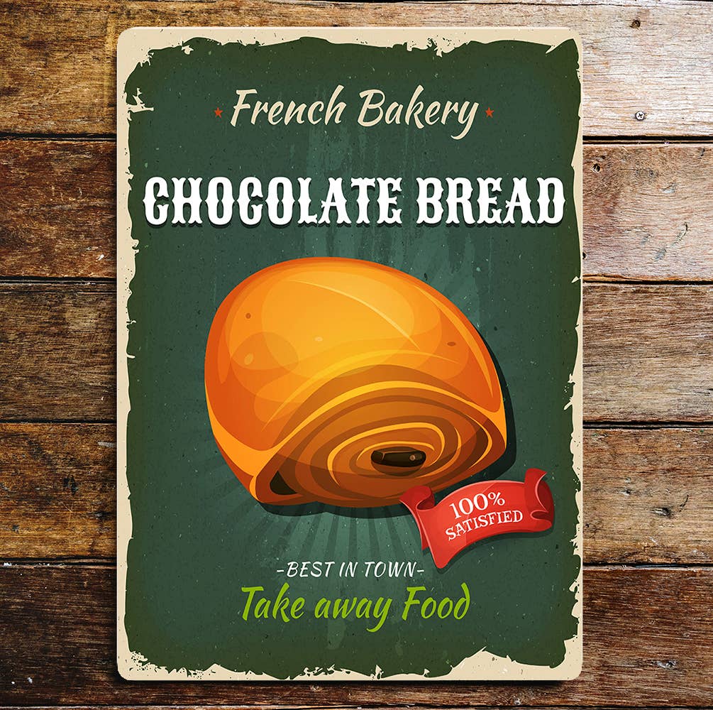 French Bakery Chocolate Bread | Metal Sign Plaque