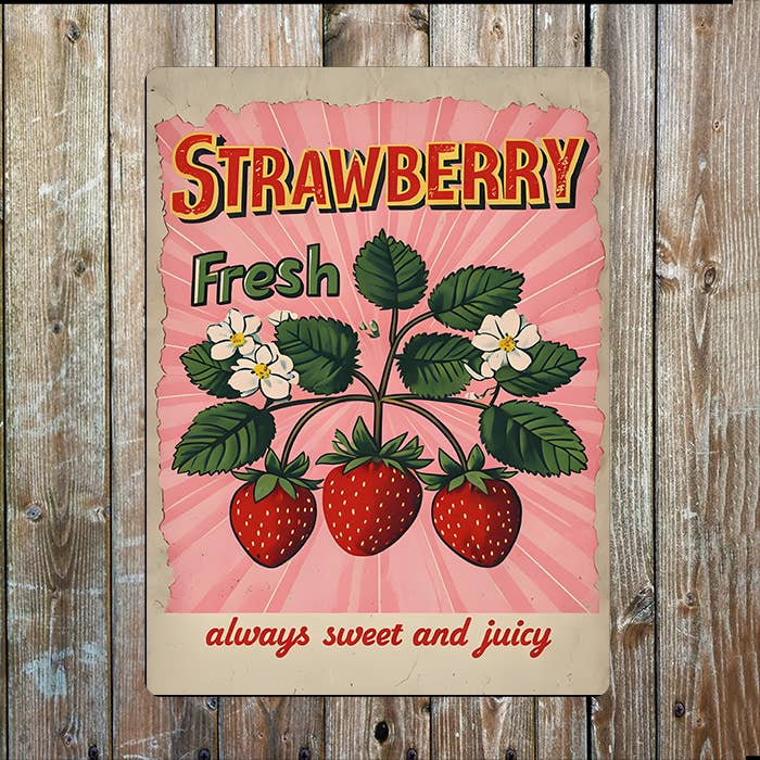 Strawberry Fresh Sweat Juicy Kitchen Retro Metal Sign Plaque