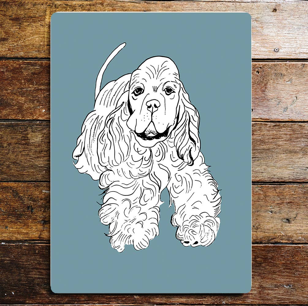 Spaniel Dog Drawing Metal Wall Sign Plaque