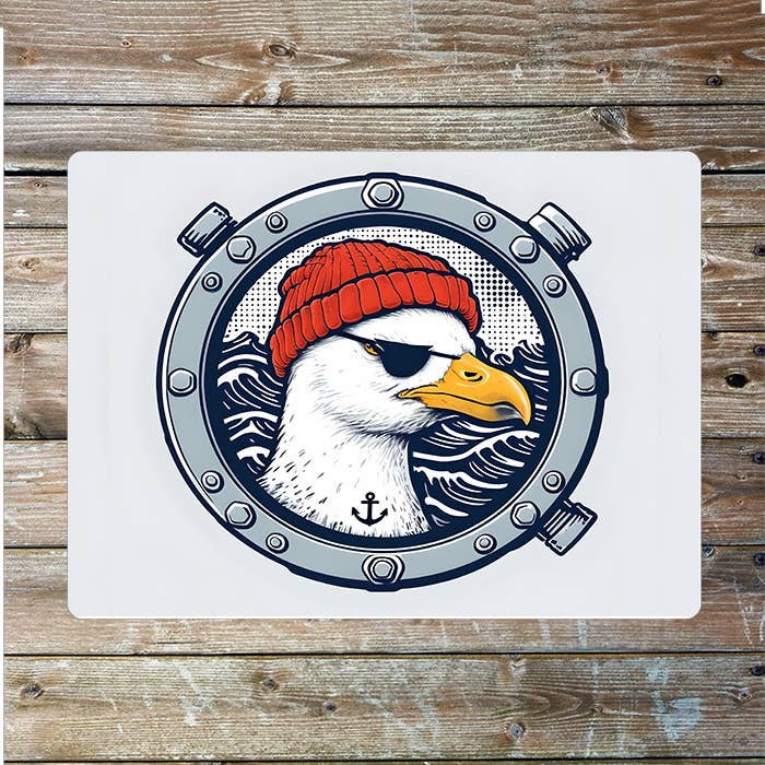 Sailor Seagulls Porthole Seas Nautical Metal Sign Plaque