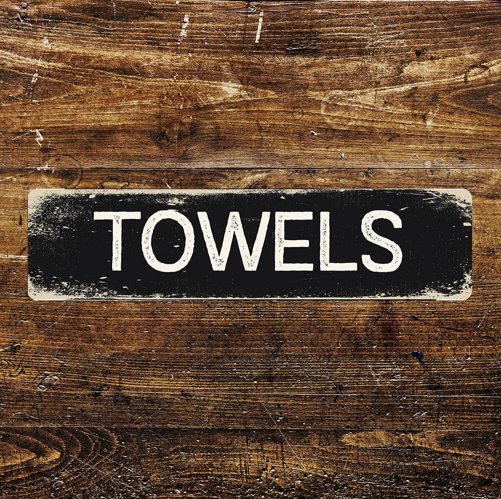 Towels Patch Metal Long Sign Plaque