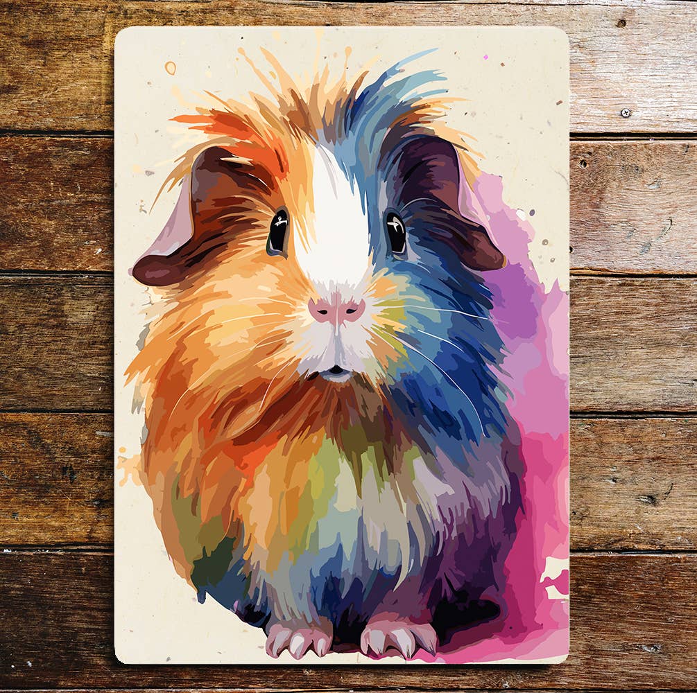 Pet Colour Splash Guinea Pig Art Metal Sign Plaque