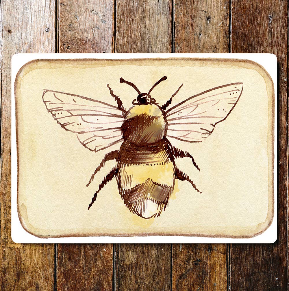 Bee Portrait Black & Yellow | Metal Sign Plaque