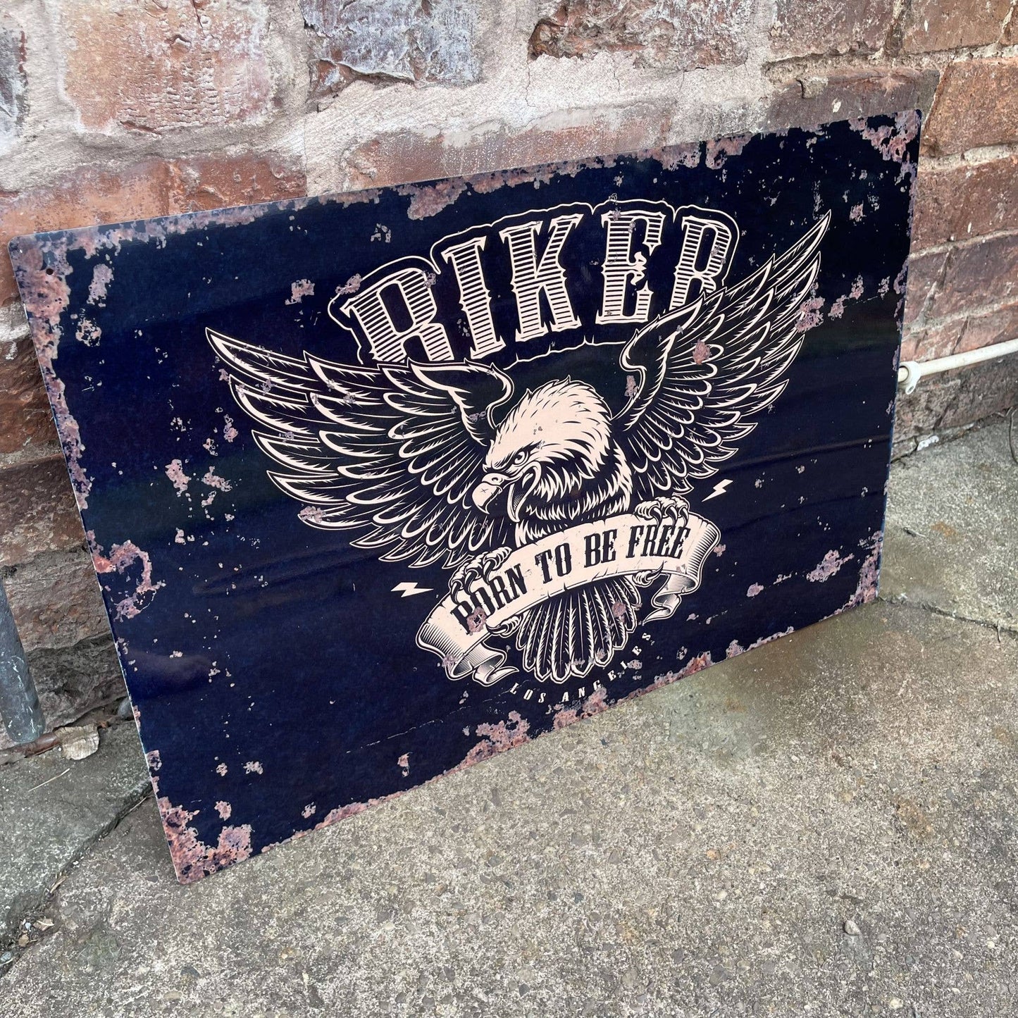 Biker Born To Be Free Motorbike | Metal Vintage Wall Sign