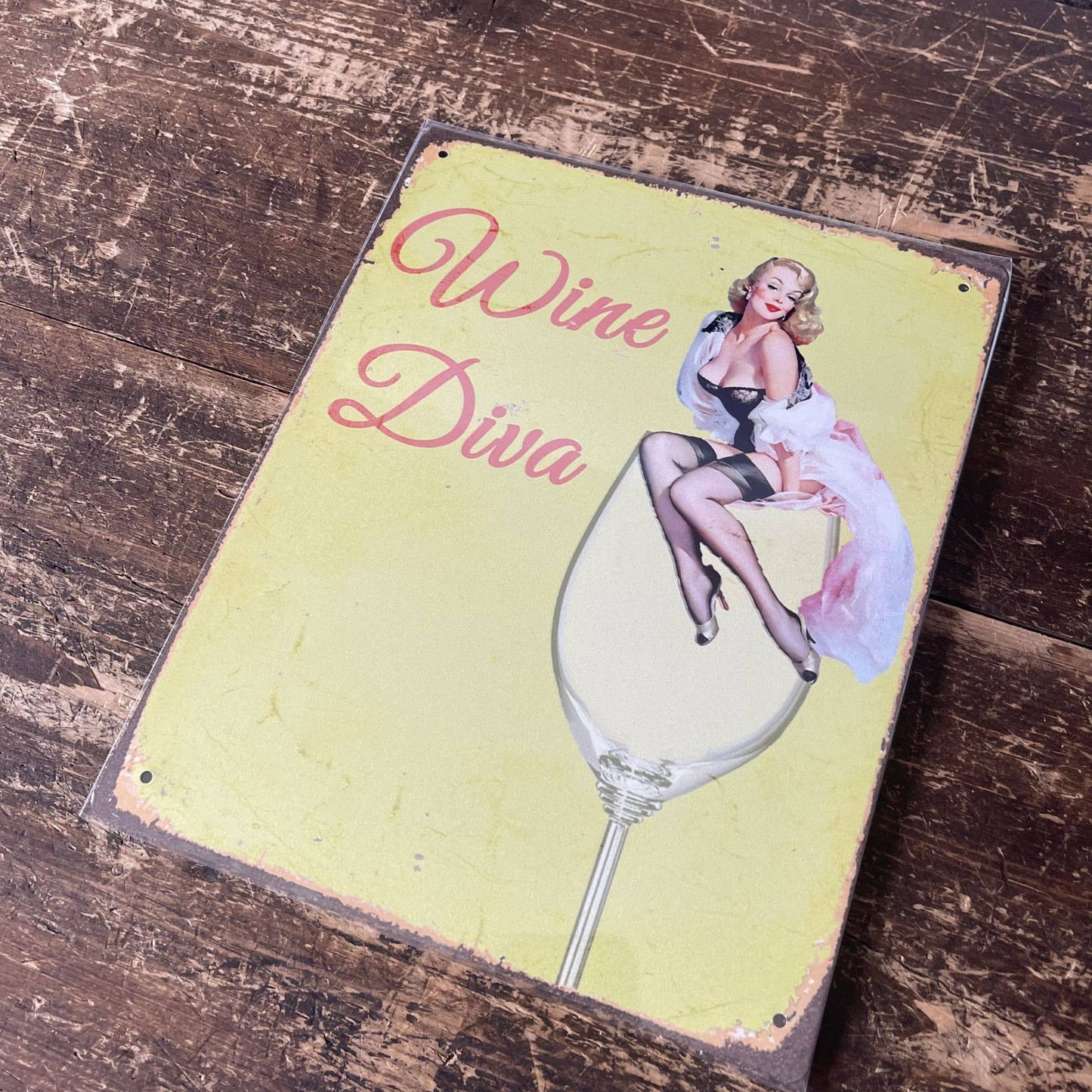 Personalised Wine Diva Metal Humour Wall Sign