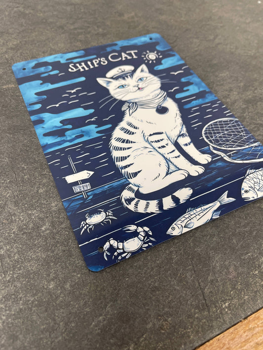 Ships Cat Sailor sea Nautical Metal Sign Plaque