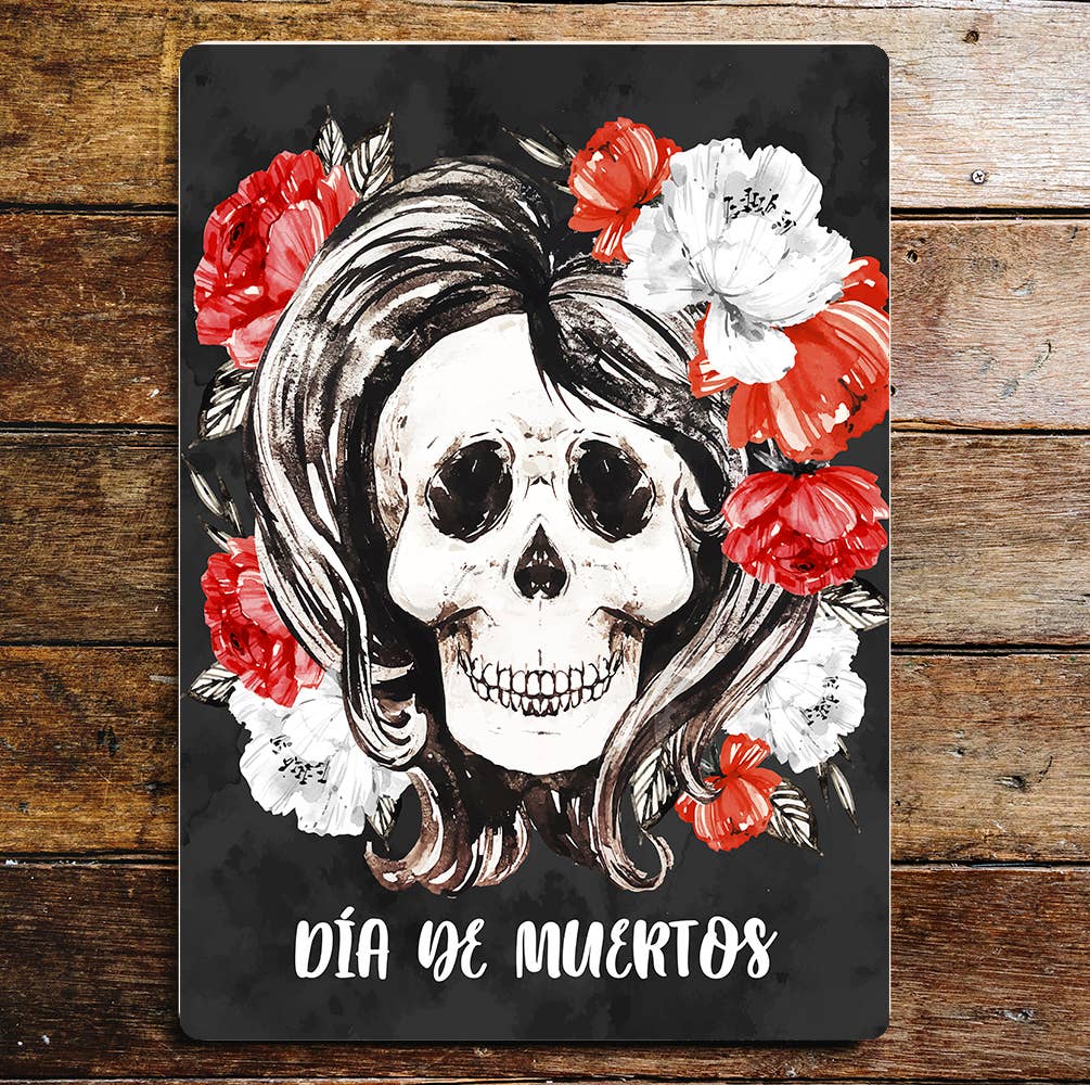 Skull Bride Mexico Day Dead Metal Wall Sign Plaque