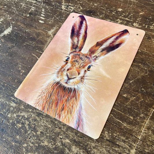 Hare Illustration | Metal Botanical Wall Sign plaque