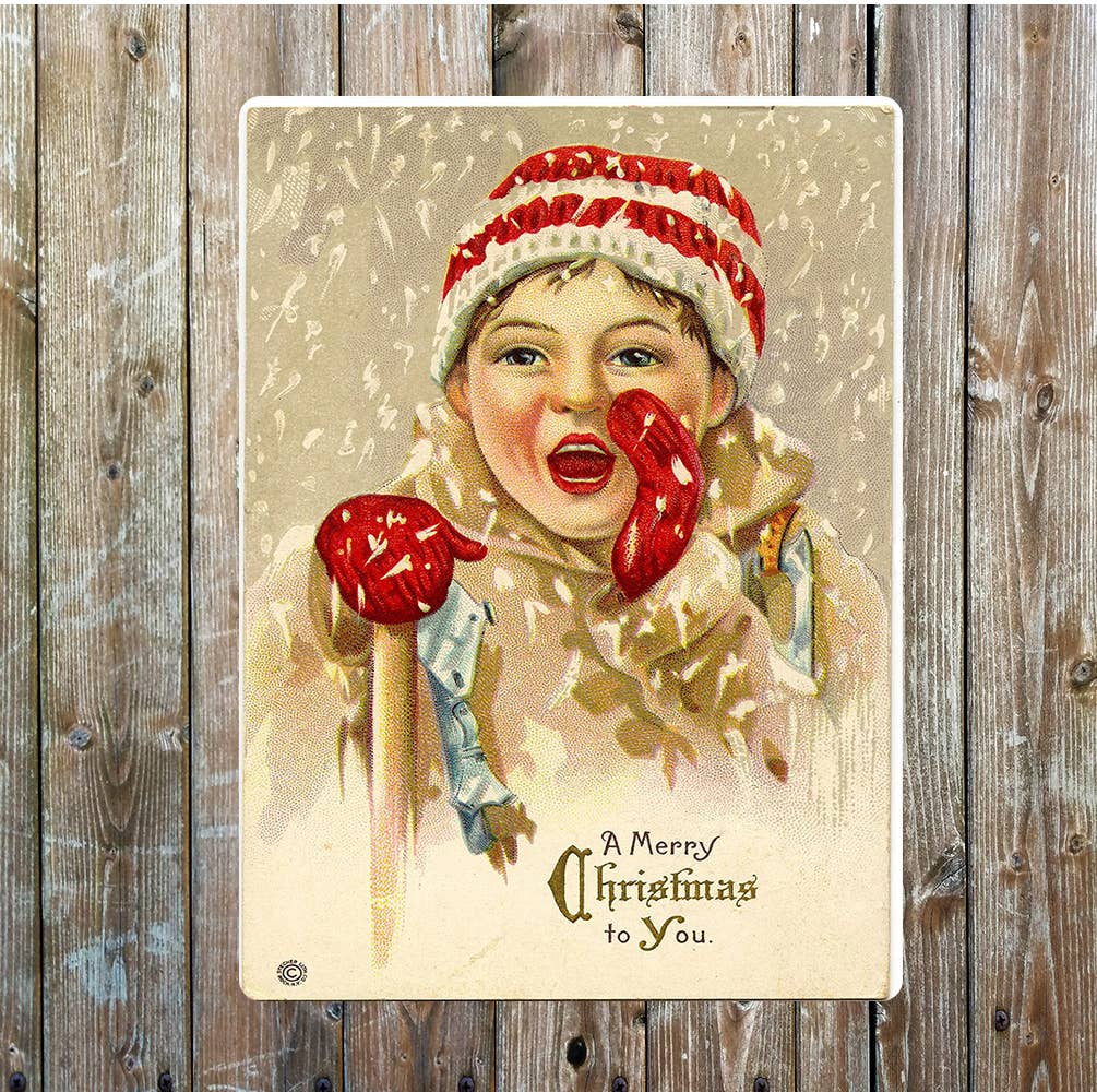 A Merry Christmas To You Snow Woolly Hats | Metal Sign Plaque