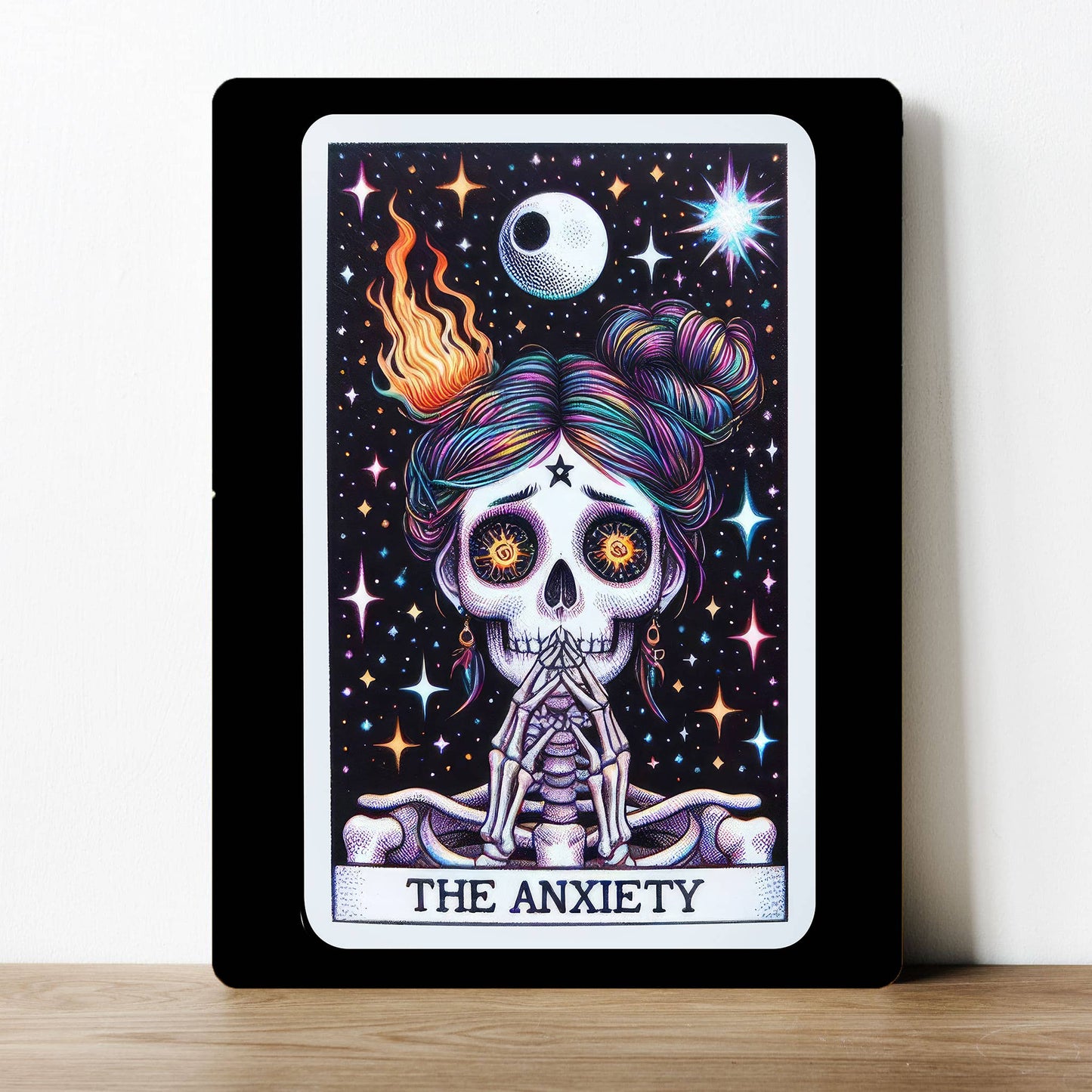 Tarot Card The Anxiety Skeleton Metal Sign Plaque