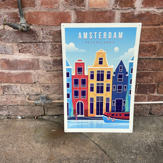 Amsterdam Holland Travel | Metal Wall Sign Plaque