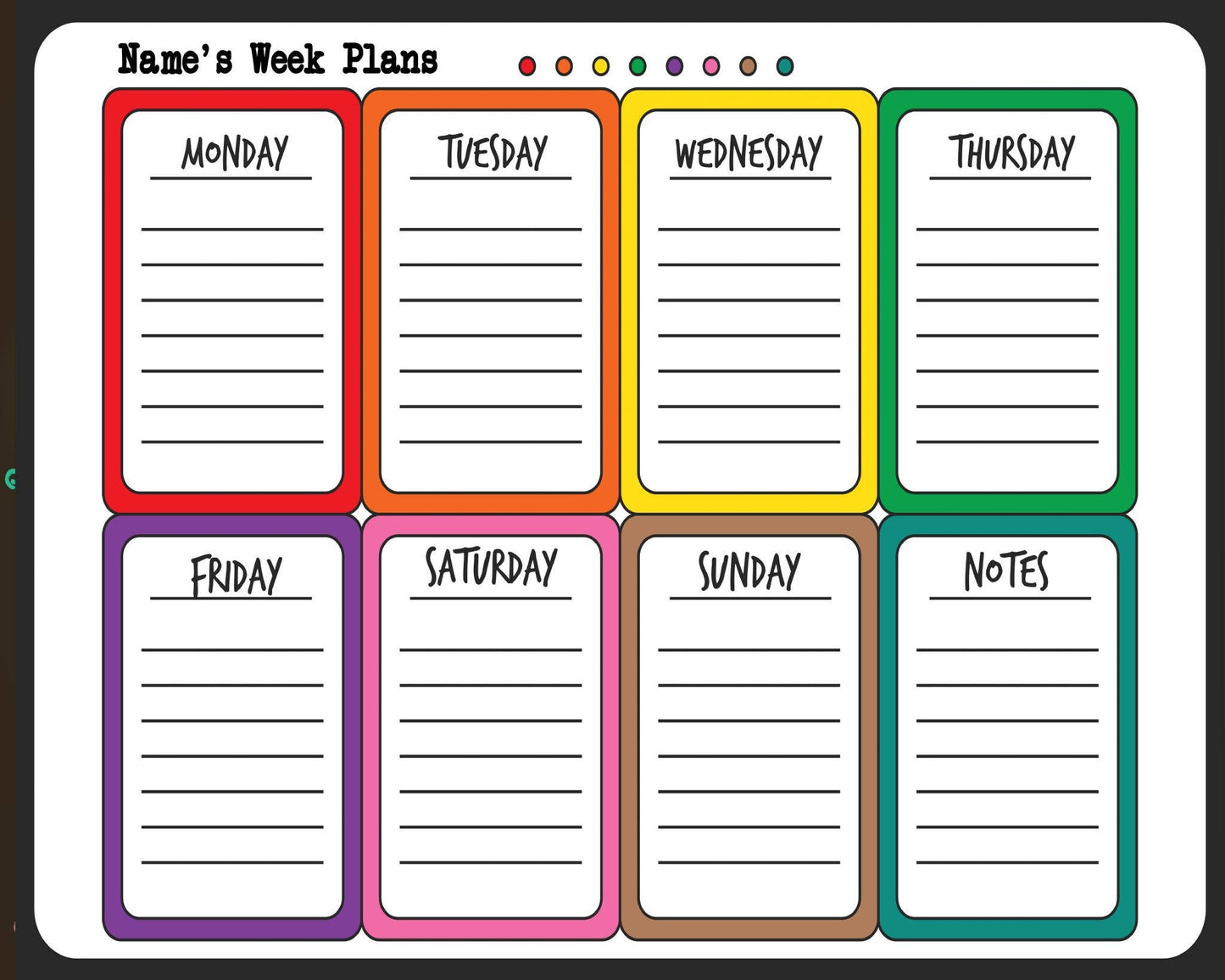 Colourful Weekly Planner Whiteboard To Do List Notes