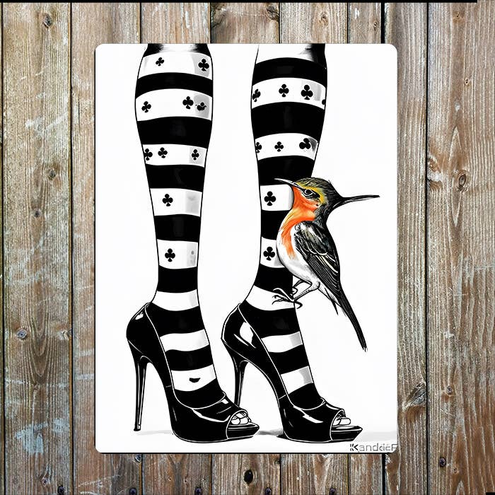 Illustration Of Legs Stripes Birds | Metal Sign Plaque