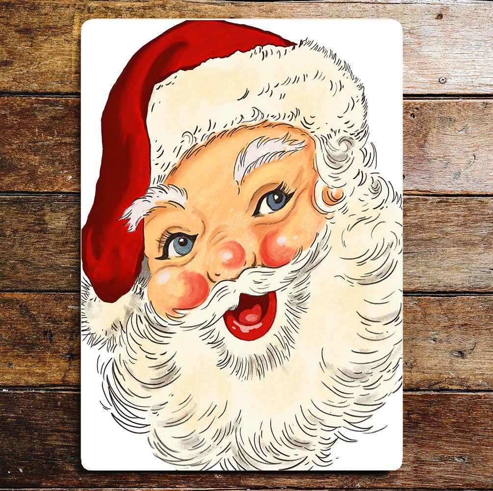 Christmas Fun Jolly Santa Notice Art | Metal Sign Plaque