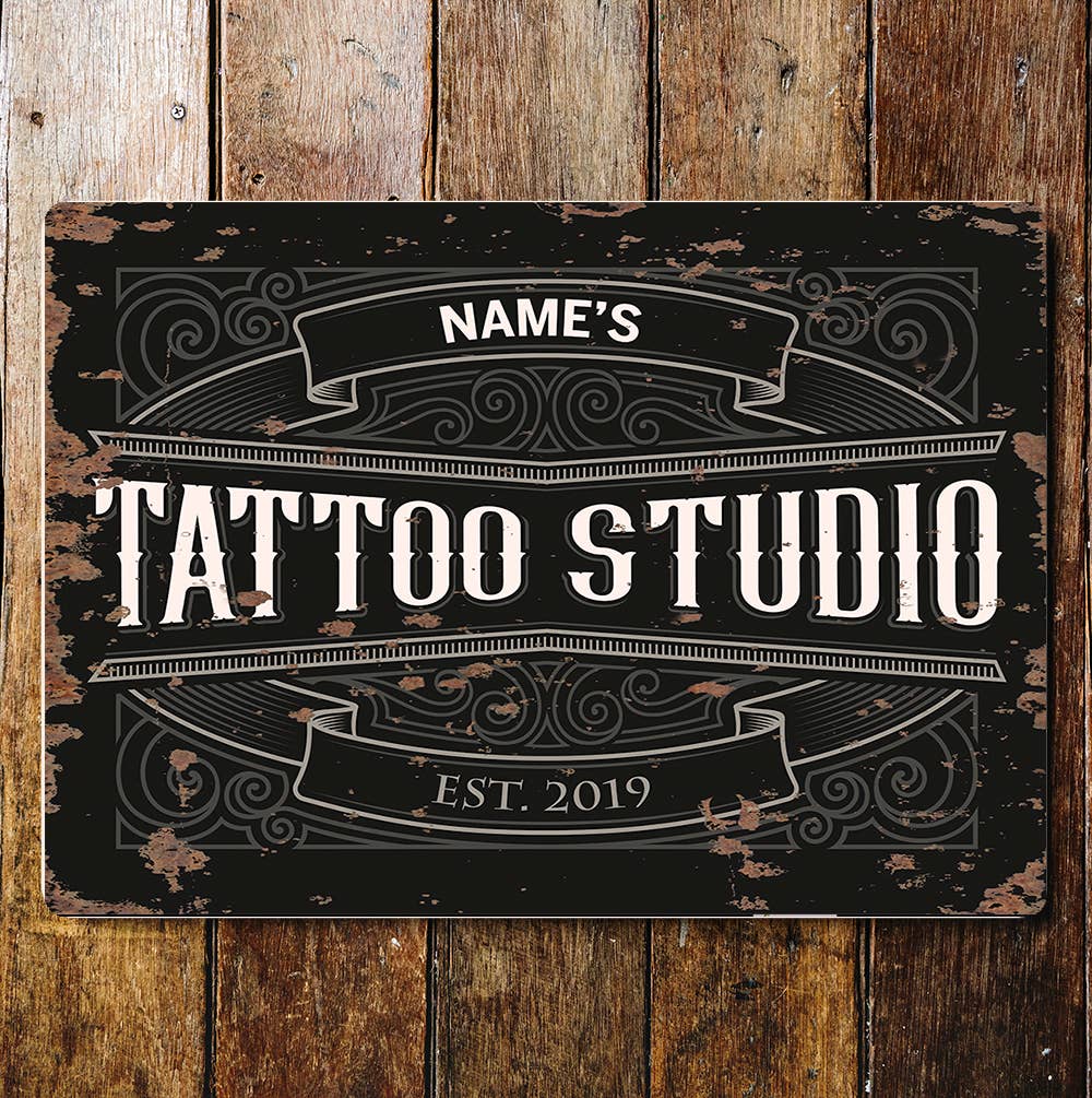 Personalised Tattoo Studio Metal Wall Sign Plaque