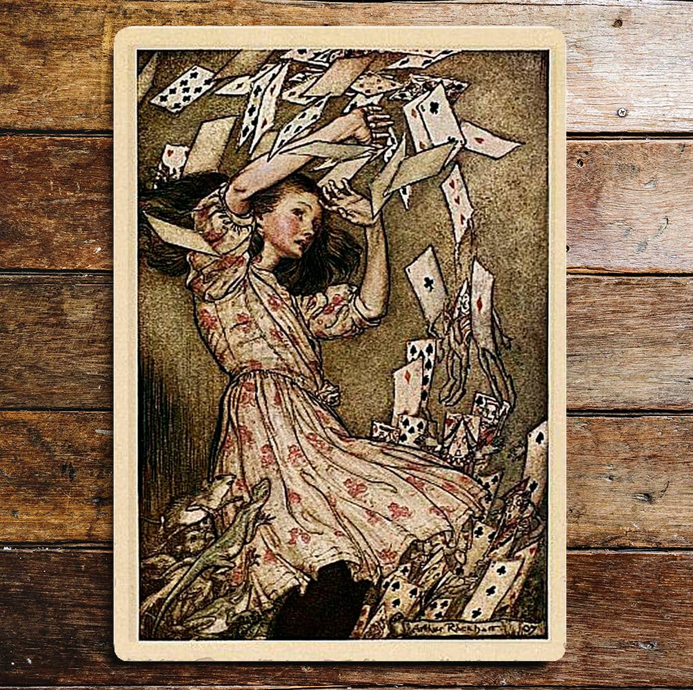 Alice in wonderland Vintage Book Page Art | Metal Sign