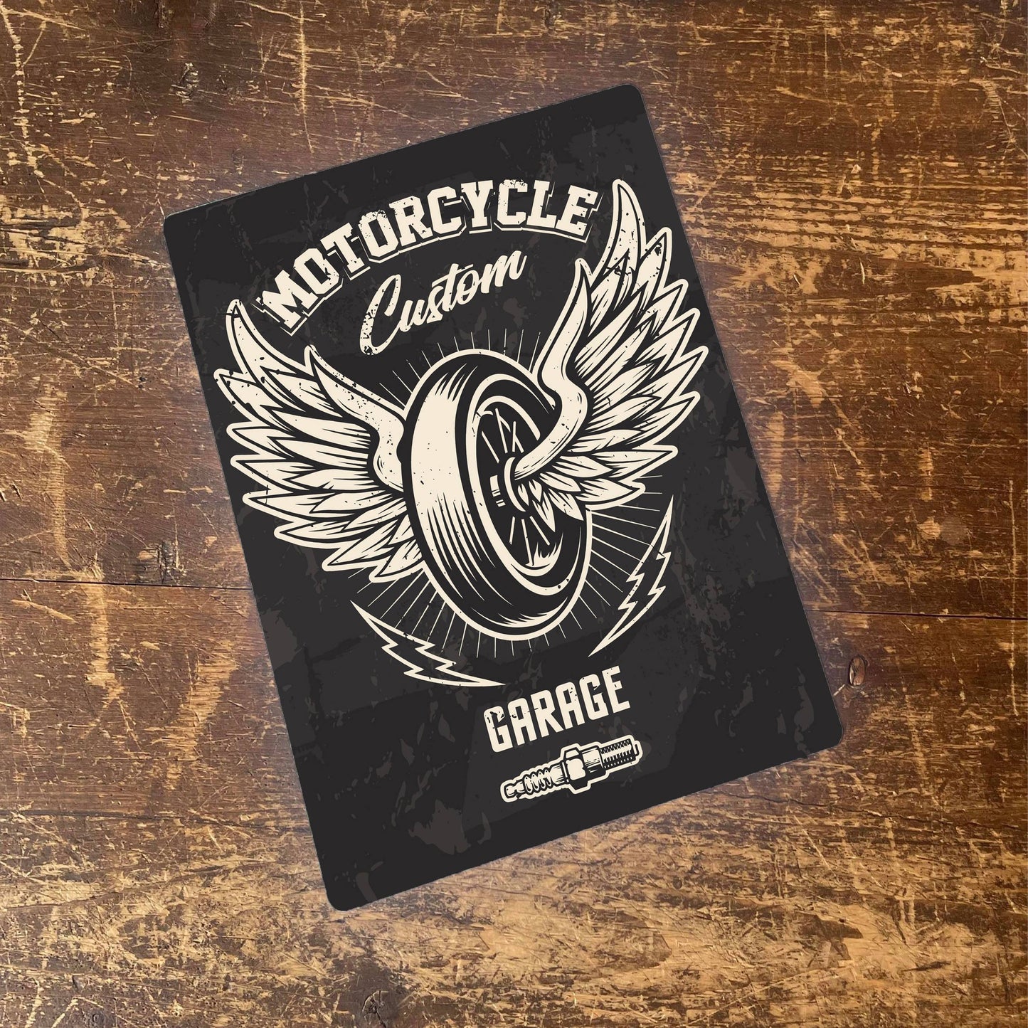 motorcycle custom garage | Metal Retro Wall Sign