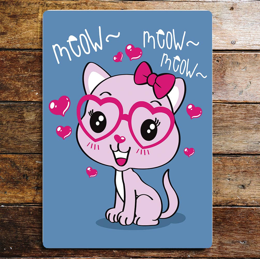 Cat Cute Love | Metal Wall Sign