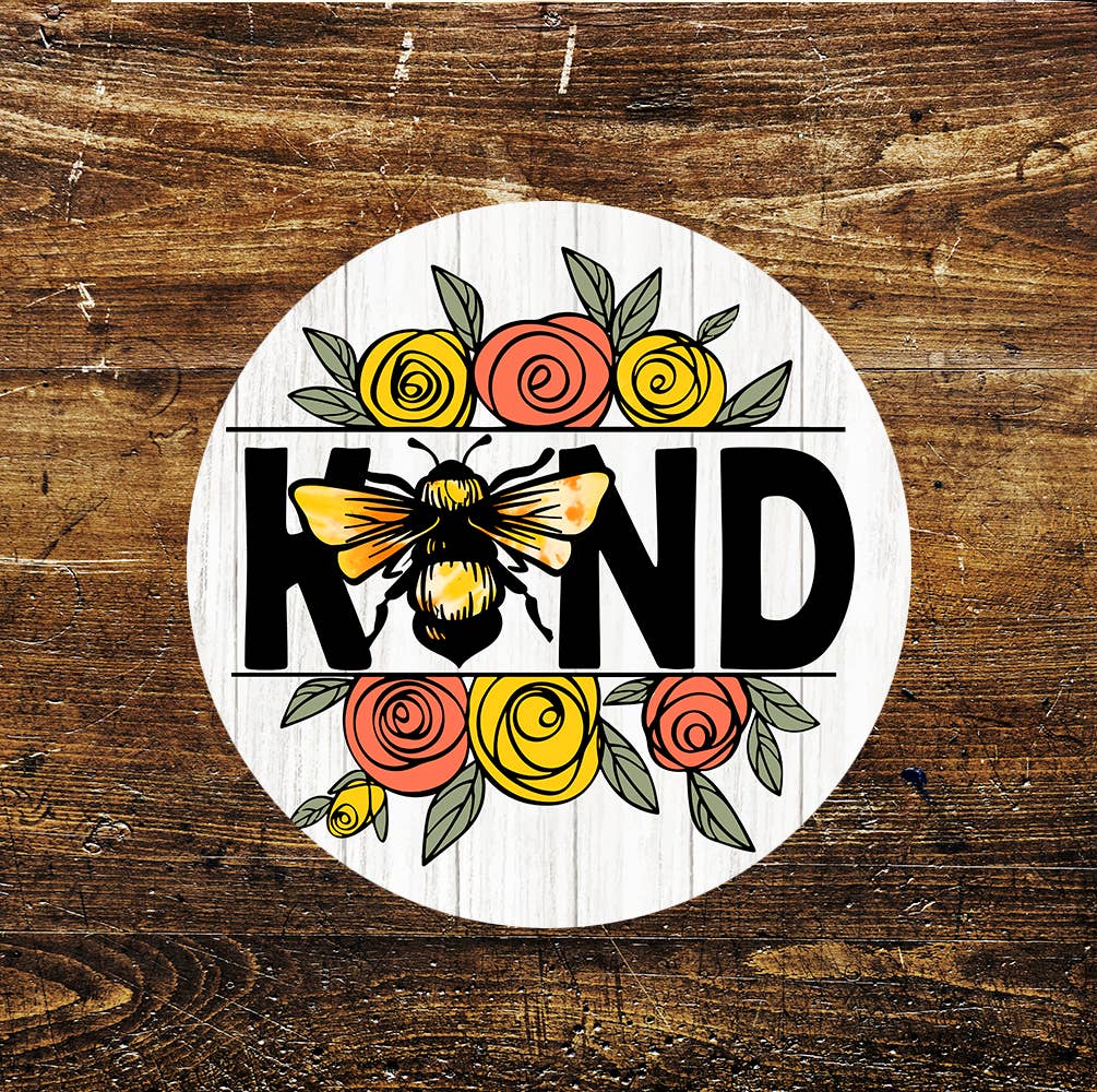 Bee Kind Bee's and Roses Metal Sign