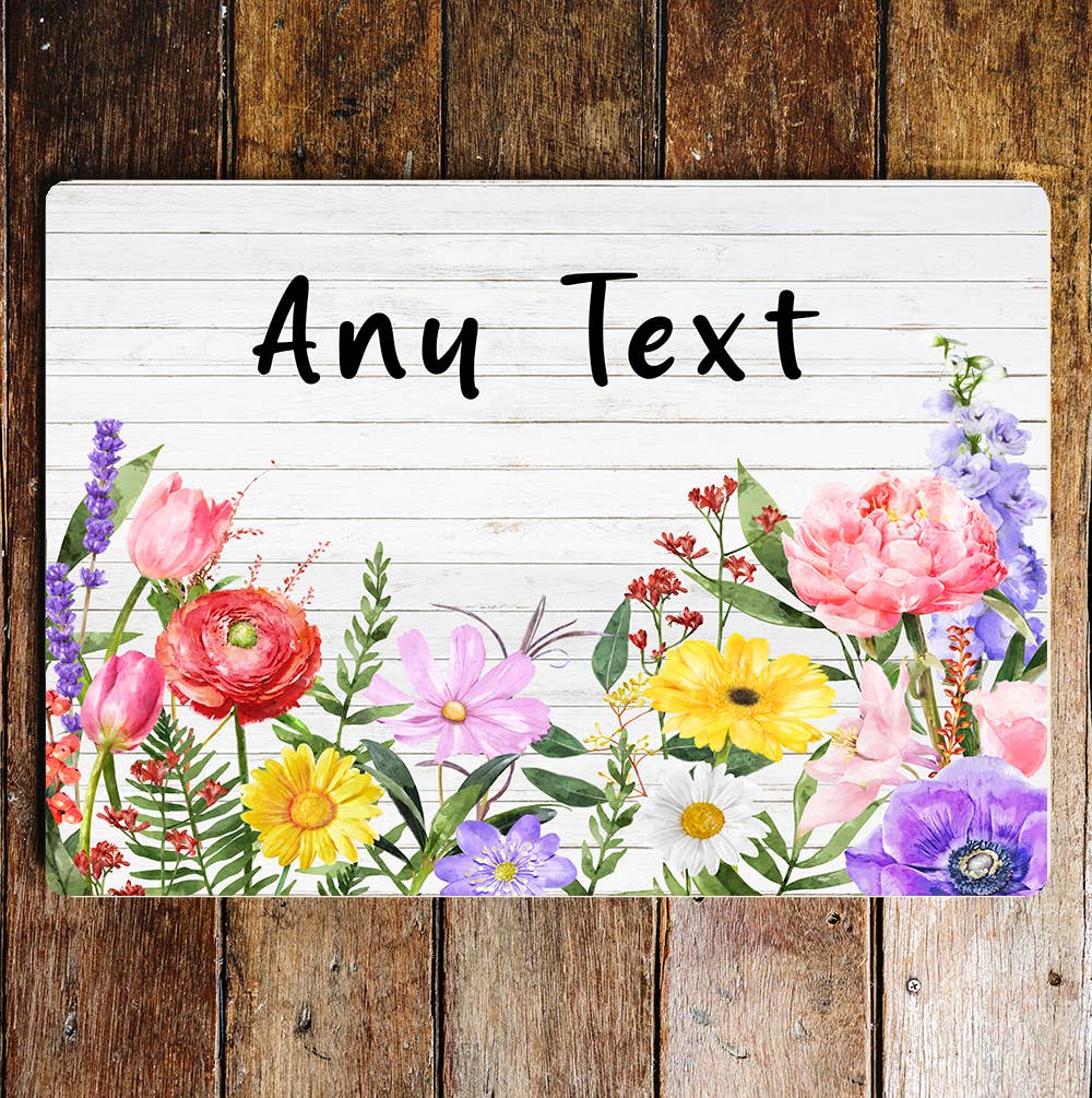 Any Text Personalised Wild Flowers House Name | Metal Sign