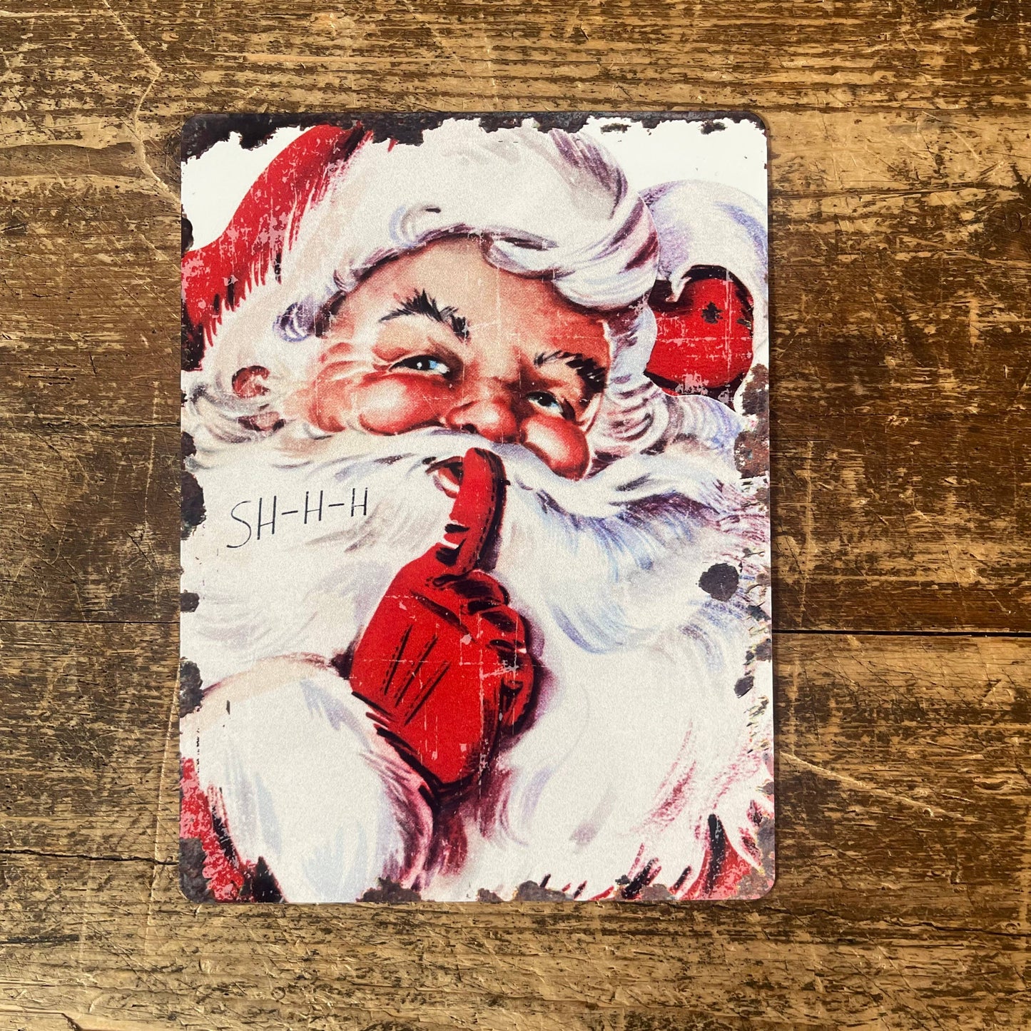 Vintage Santa Shhhh Christmas | Metal Vintage Wall Sign