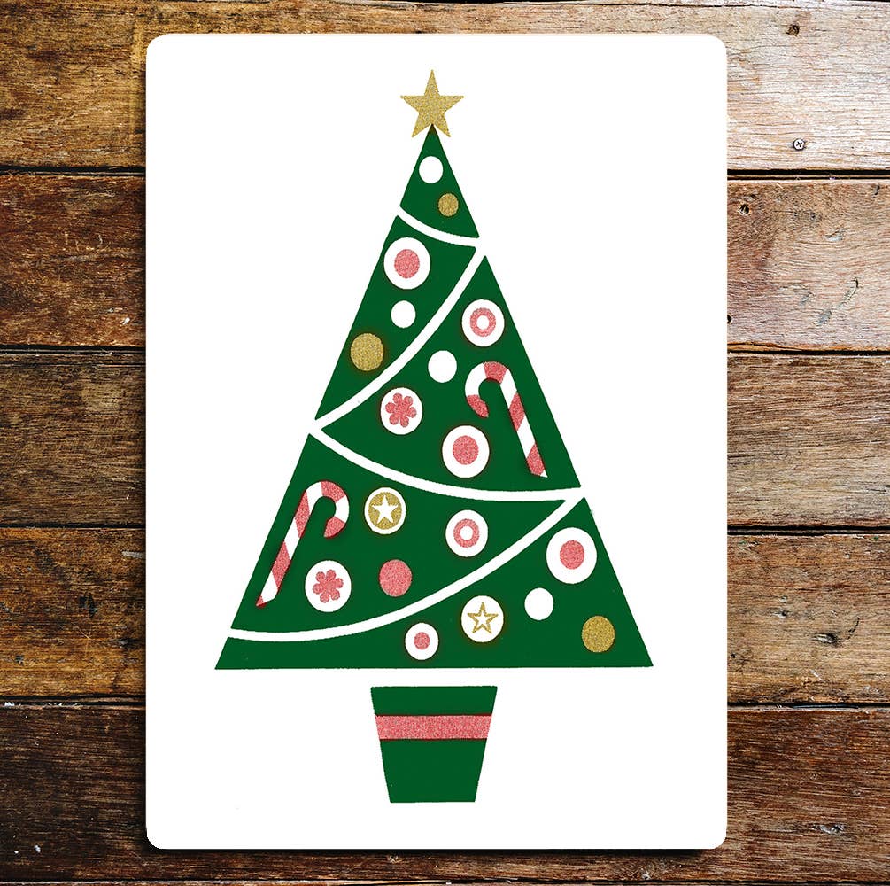 Triangle Christmas Tree Baubles Candy | Metal Sign Plaque