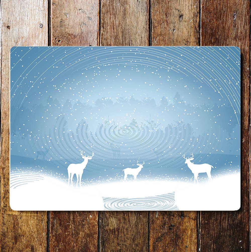 Reindeer Christmas Winter Metal Sign Plaque