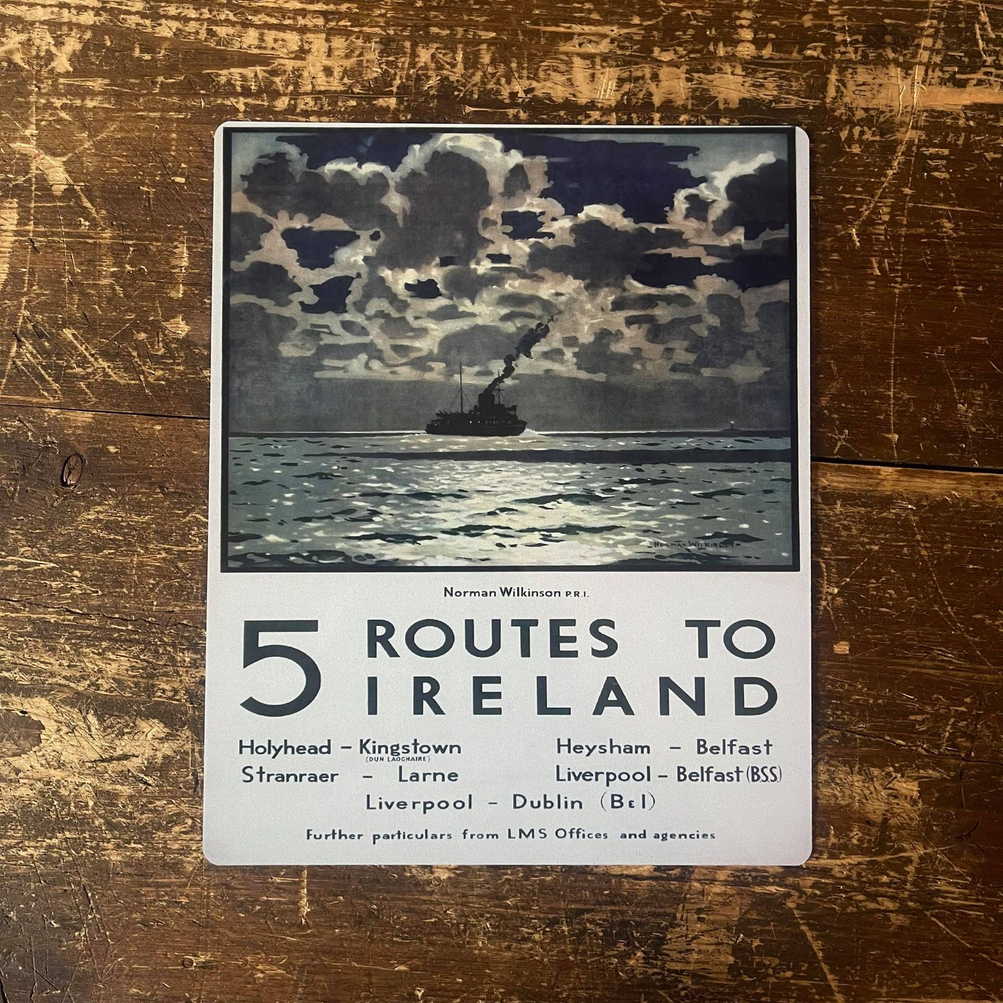5 Routes to Ireland Ship | Metal Travel Wall Sign