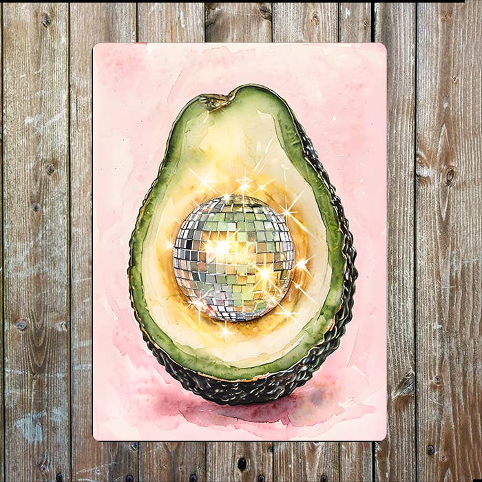 Avocado With Disco Ball | Kitchen | Metal Sign Plaque